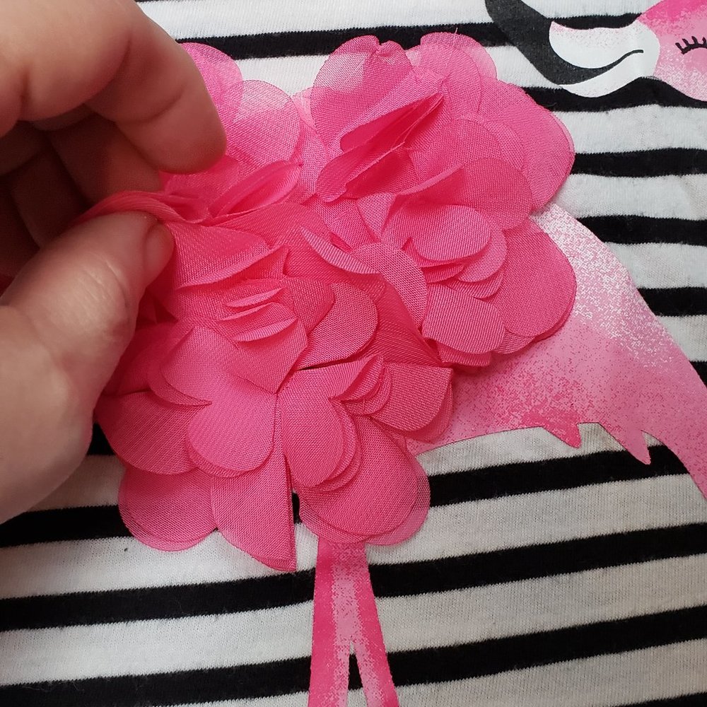 Wonder Nation Girls 3d Flamingo Tee Size M 7/8 - Picture 3 of 6